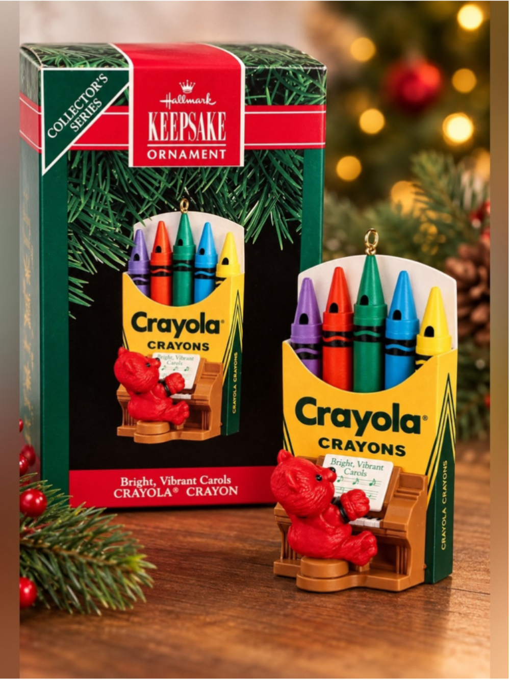 Hallmark Keepsake Crayola Crayon Ornament 1991 Bright Vibrant Carols Collector’s